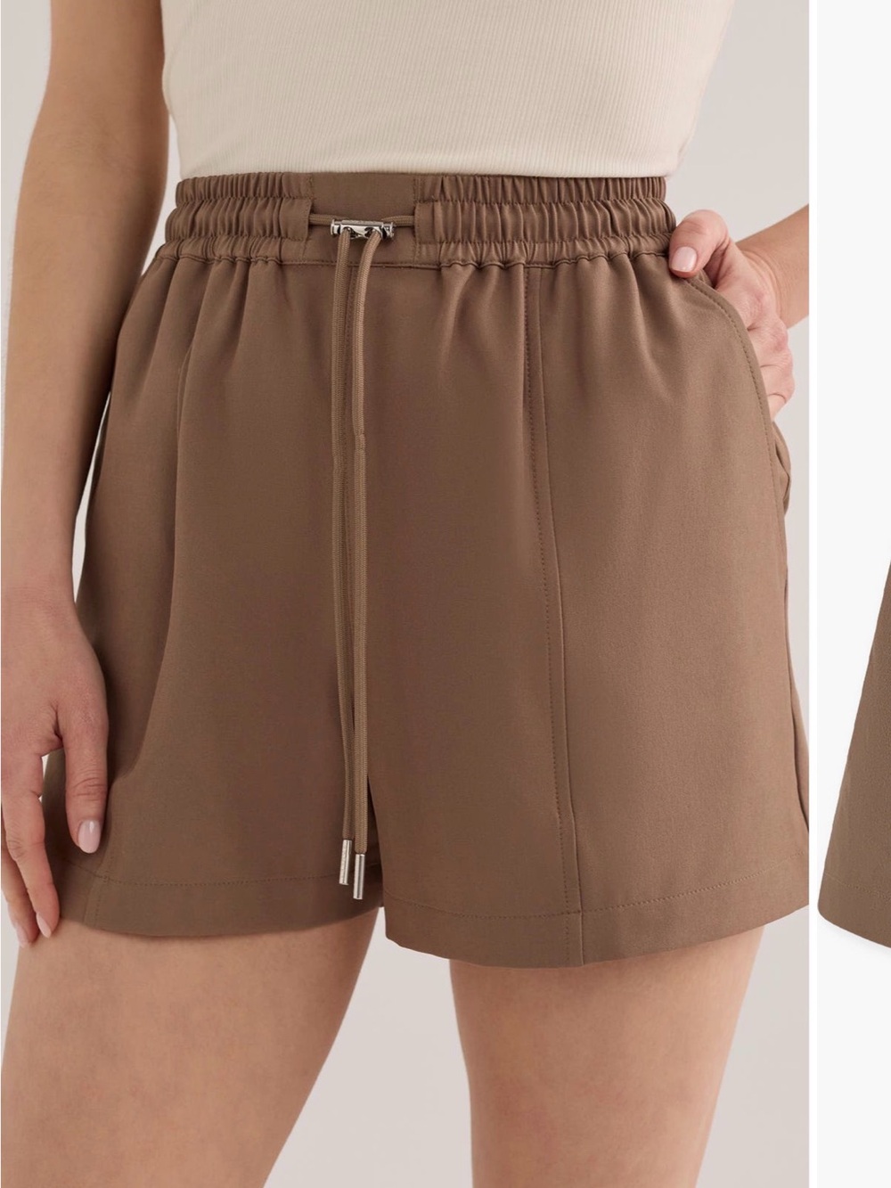 Relaxed Drawstring Varley Shorts - Brown